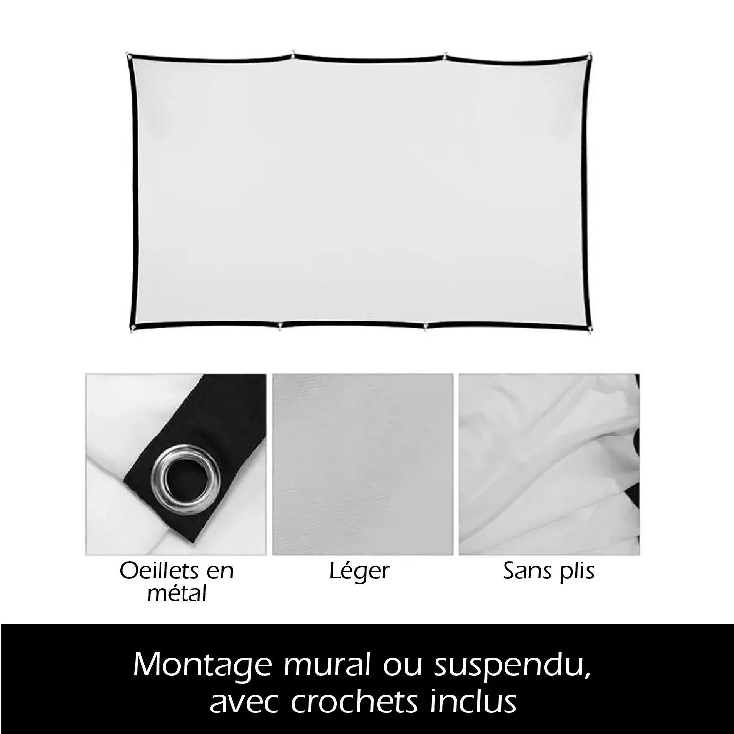 Écran de Projection Mural Pliable – 100” – Double Face Avant/Arrière – Installation Rapide – Image 6