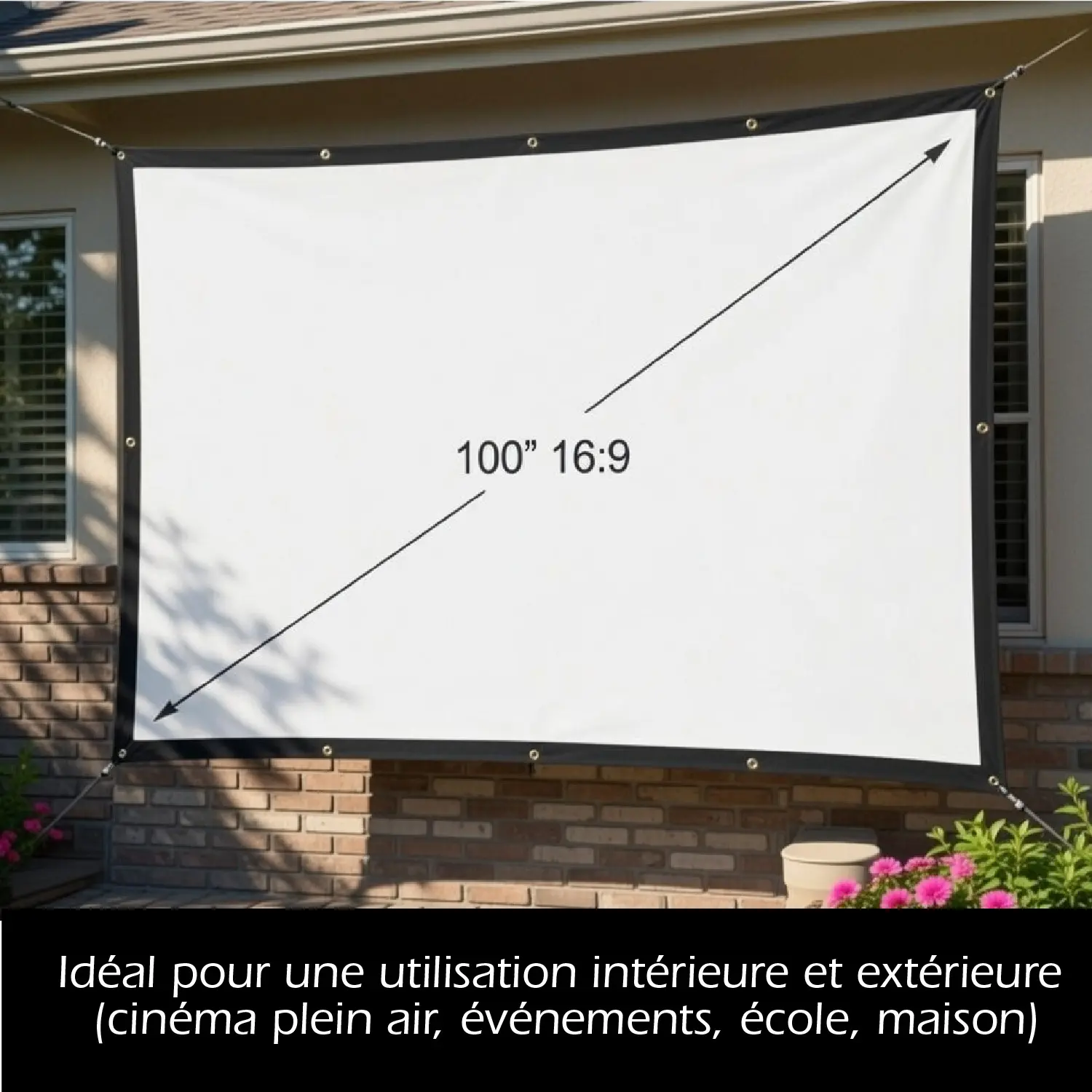 Écran de Projection Mural Pliable – 100” – Double Face Avant/Arrière – Installation Rapide – Image 3