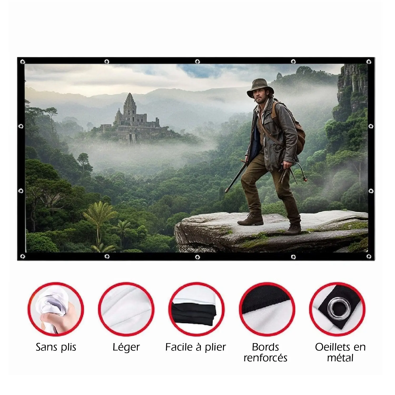 Écran de Projection Mural Pliable – 100” – Double Face Avant/Arrière – Installation Rapide – Image 4