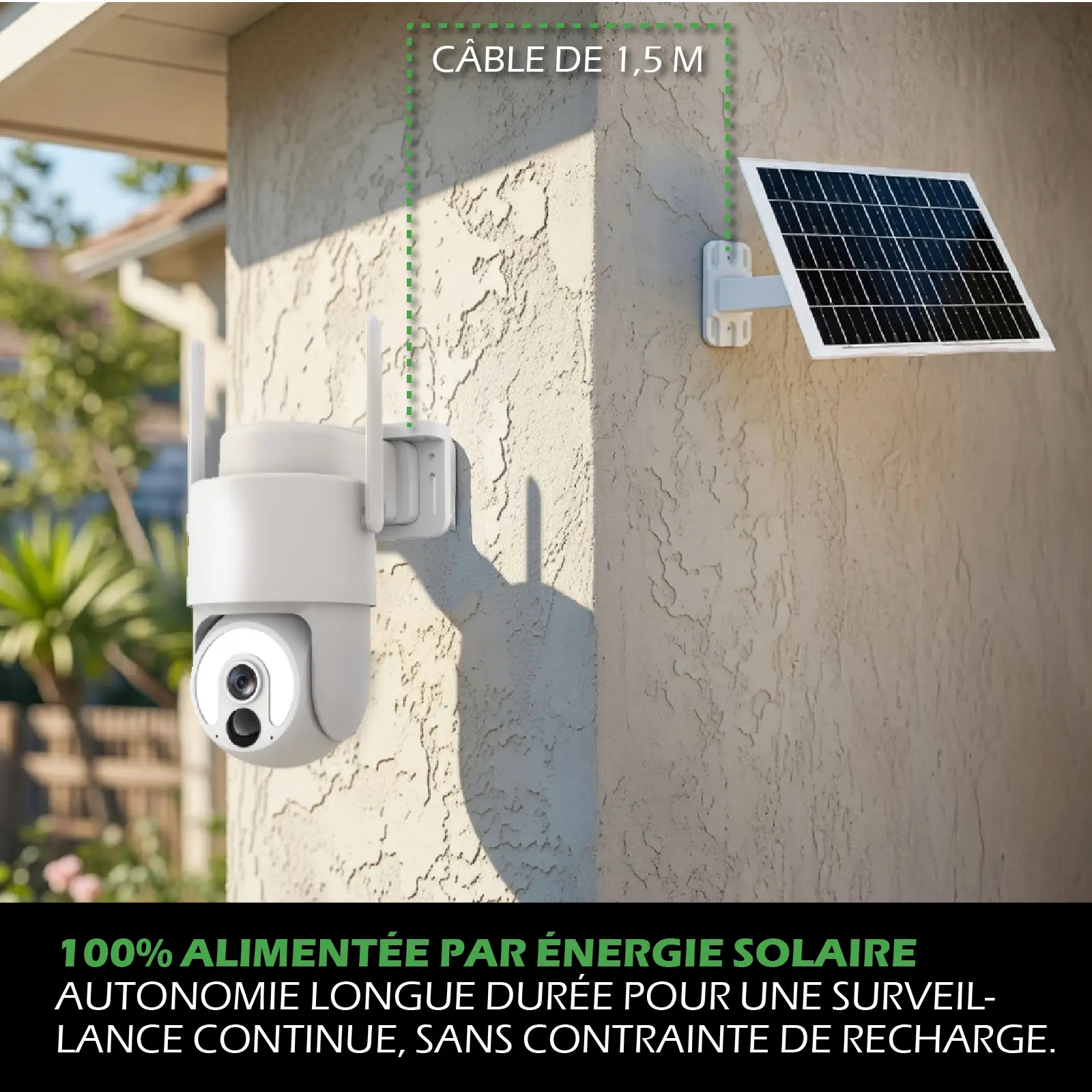 Caméra IP Motorisée Extérieure Ultra HD 3K+ 6MP - 100% Solaire - WiFi 6 - Batterie 9000 mAh - IP65 – Image 3