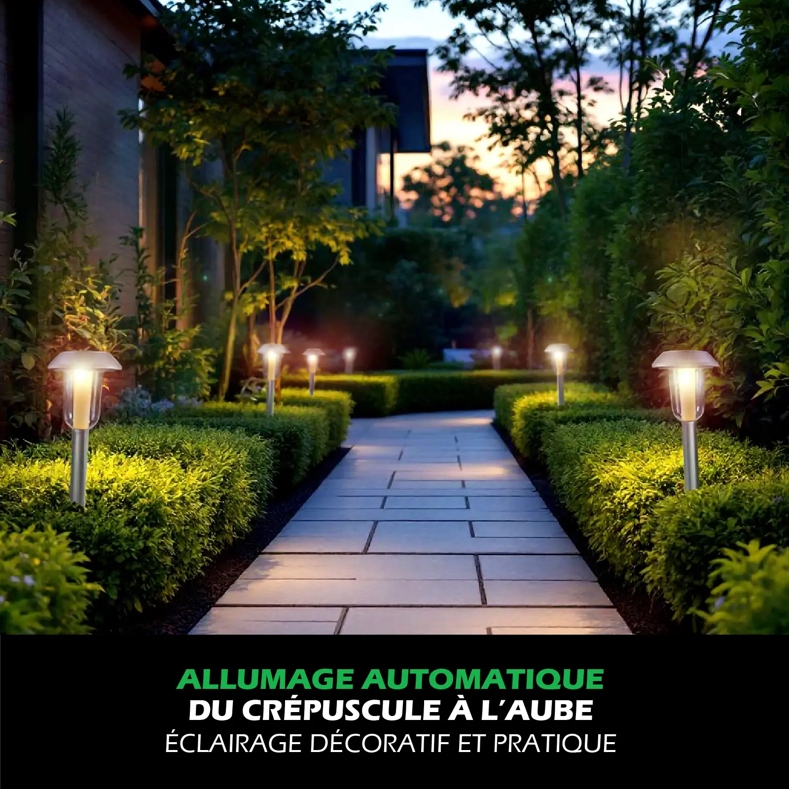 (Lot de 4) Bornes Solaires LED - Blanc Chaud 3000K - 15 Lumens - Allumage Automatique - IP44 - Éclairage Allées & Jardin – Image 4