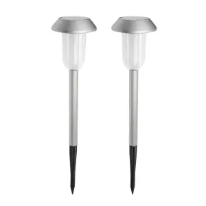 (Lot de 2) Bornes Solaires LED - Blanc Chaud 3000K - 15 Lumens - Allumage Automatique - IP44 - Éclairage Allées & Jardin
