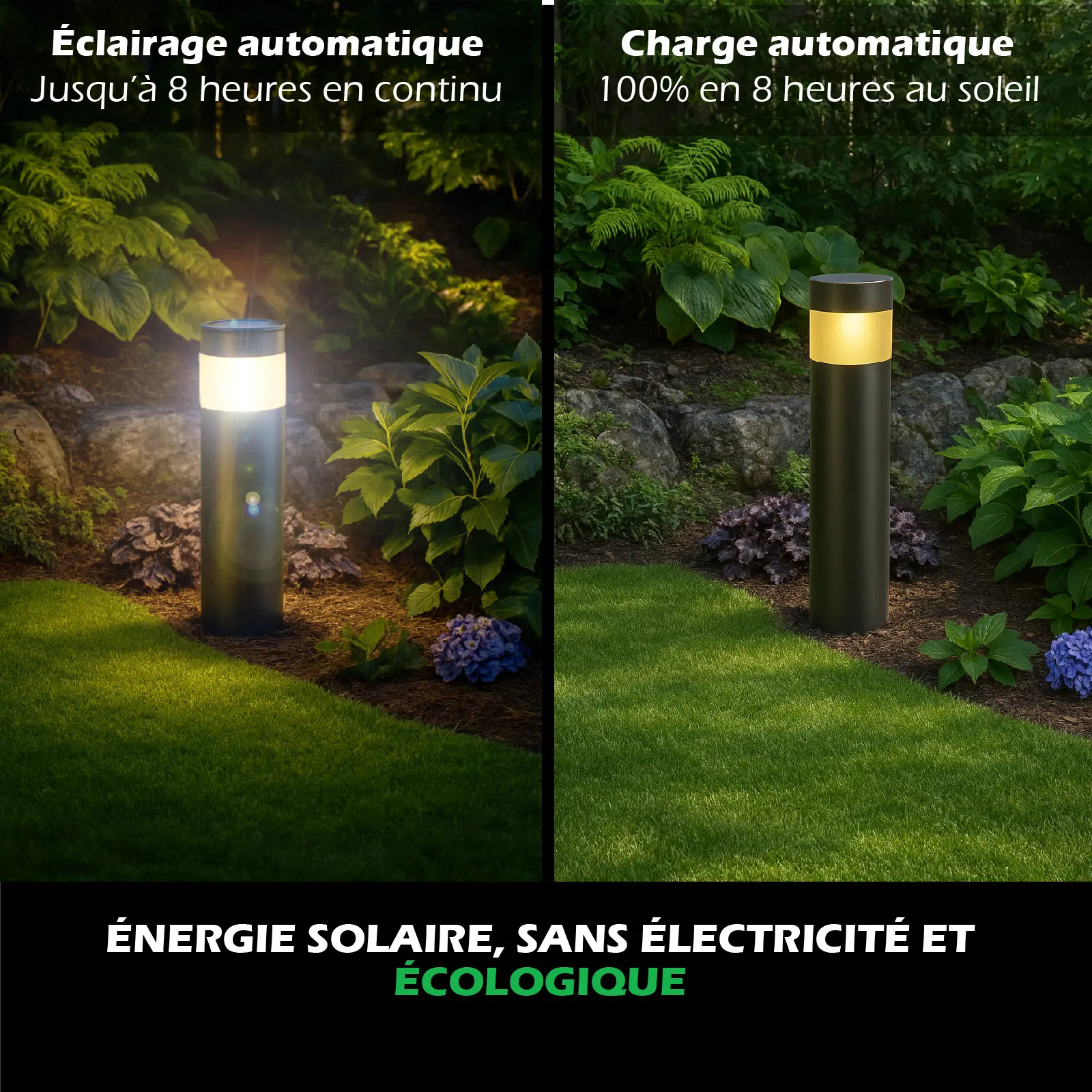 Borne Solaire LED - 18 Lumens - Blanc Chaud 3000K - Panneau 0,48W - Autonomie 8 h - IP44 - À Planter – Image 2