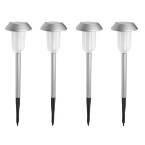 (Lot de 4) Bornes Solaires LED - Blanc Chaud 3000K - 15 Lumens - Allumage Automatique - IP44 - Éclairage Allées & Jardin