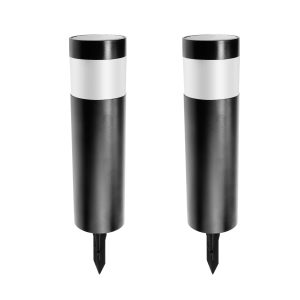 Lot de 2 Borne Solaire LED - 18 Lumens - Blanc Chaud 3000K - Panneau 0,48W - Autonomie 8 h - IP44 - À Planter