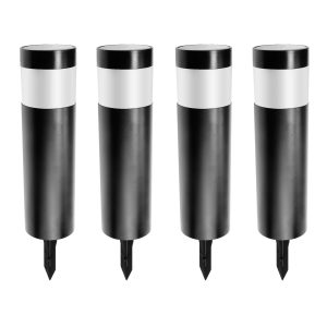 Lot de 4 Borne Solaire LED - 18 Lumens - Blanc Chaud 3000K - Panneau 0,48W - Autonomie 8 h - IP44 - À Planter
