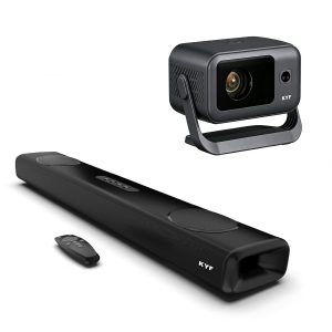 Kit Cinéma - Vidéoprojecteur Ultra HD 4K, Android 14, Wi-Fi 6 + Barre de son immersive 100W, Bluetooth 5.3