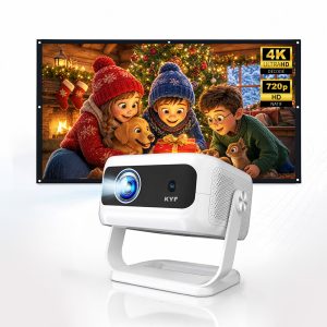Vidéoprojecteur WiFi Android 14 + Ecran pliable 100 pouces — 4K Compatible — 330 ANSI Lumens réels — Auto Focus & Auto Keystone