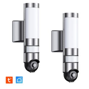 Lot de 2 x Caméra Extérieure Motorisée 220V avec Éclairage LED 1600LM