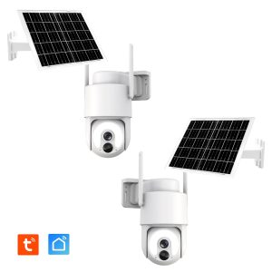 Lot de 2 x Caméra IP Motorisée Extérieure Ultra HD 3K+ 6MP - 100% Solaire - WiFi 6 - Batterie 9000 mAh - IP65